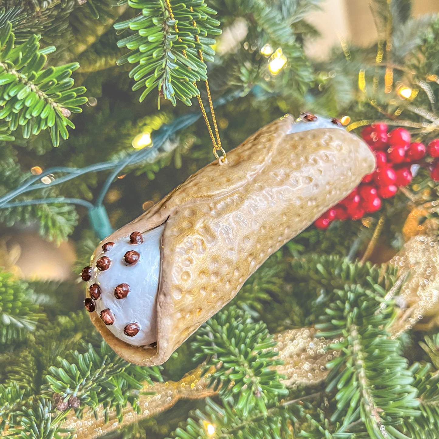 Chocolate Chip Cannoli Ornament